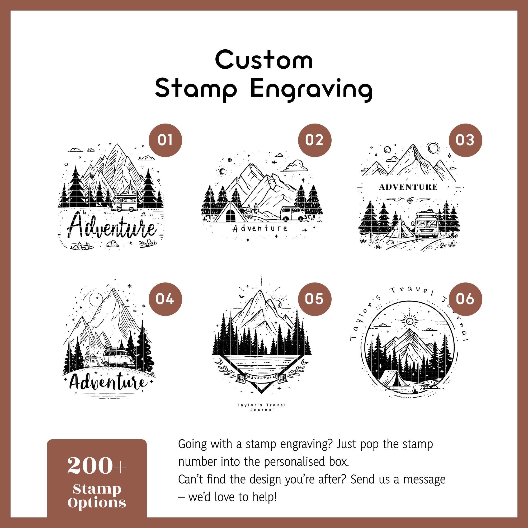 a poster with the words custom stamp engraving
