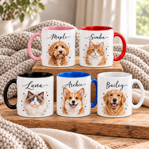 Personalised Pet Photo Mug – Custom Dog & Cat Portrait Gift