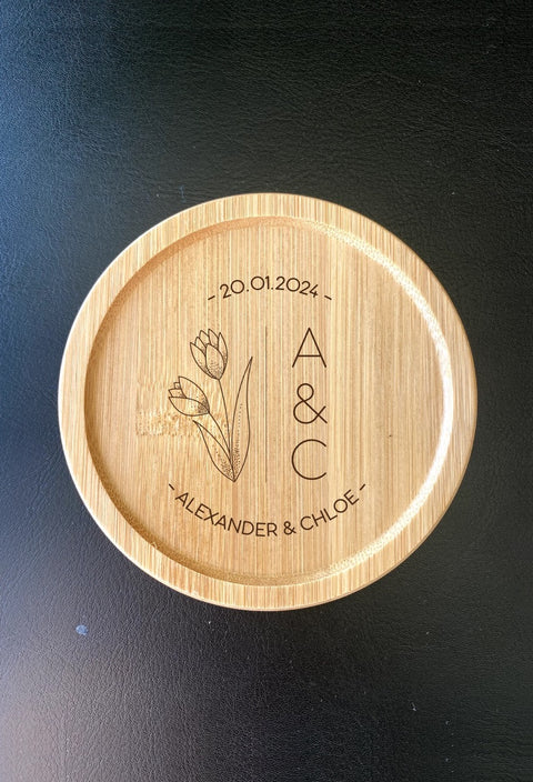 "Soulmate Signature" Personalised Wooden Coasters for Couples