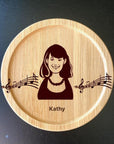 Custom coffee coaster with musical notes, perfect gift for music lovers