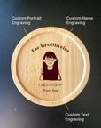 Engraved Wooden Teacher Coaster with Custom Portrait & Note