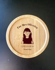 Engraved Wooden Teacher Coaster with Custom Portrait & Note