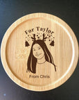 Christmas decoration custom coasters with engraved portraits
