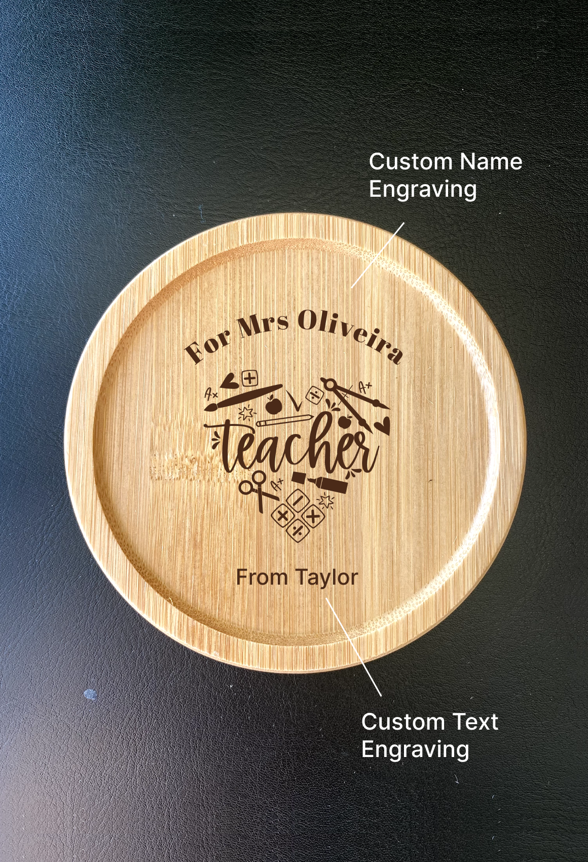 Custom engraved coaster, the perfect gift for Teacher's Day
