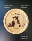 "Winter Portraits" Custom Engraved Wooden Coasters - Personalised Christmas Gifts