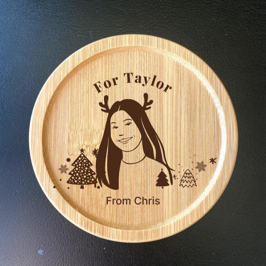 Custom portrait coasters for holiday season, perfect Christmas gifts