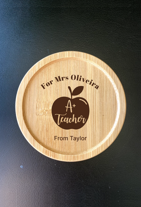 Personalised Teacher's Wooden Coaster with Inspirational Quote