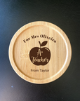 Personalised Teacher's Wooden Coaster with Inspirational Quote