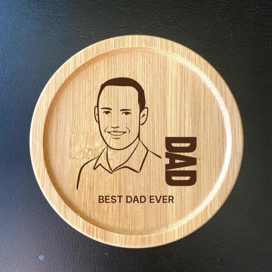 Custom father&#39;s birthday coffee coaster, unique gift for dad