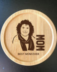 Custom coaster with floral design and mom's portrait  for mom’s birthday or Mother's Day