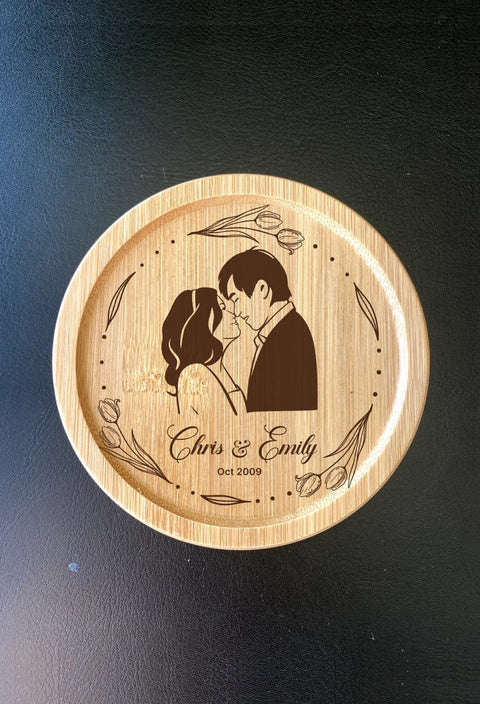 Personalised Wooden Coaster for Couples: Wedding and Anniversary Gift