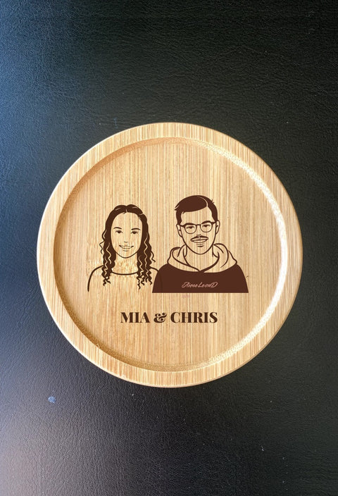 "Portrait of Us" Custom Couples Portrait Wooden Coasters - Personalised Love Keepsakes