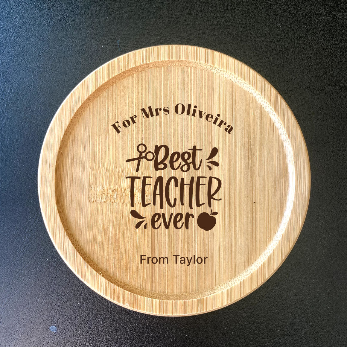 ustom engraved ‘Best Teacher Ever’ coaster, perfect Teacher's Day gift in Australia