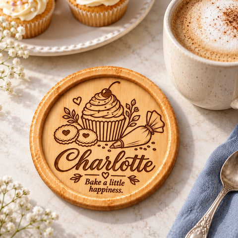 Personalised Baking Wooden Coaster – Baking Memories