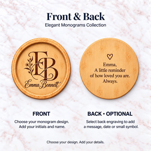 Personalised Monogram Wooden Coaster – Wedding & Engagement Gift