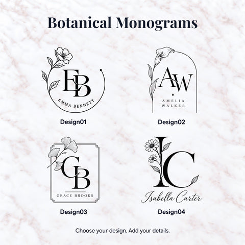 Personalised Refillable Leather Journal – Botanical Monogram