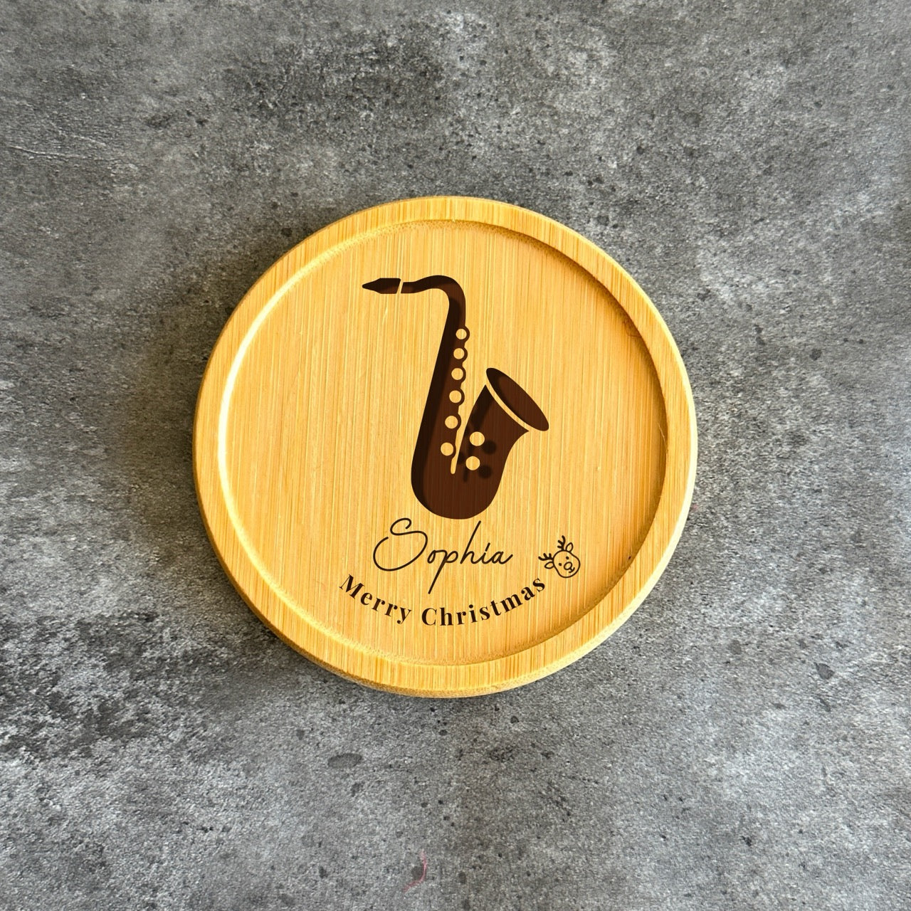 Engraved instrument coaster gift for Christmas or recital