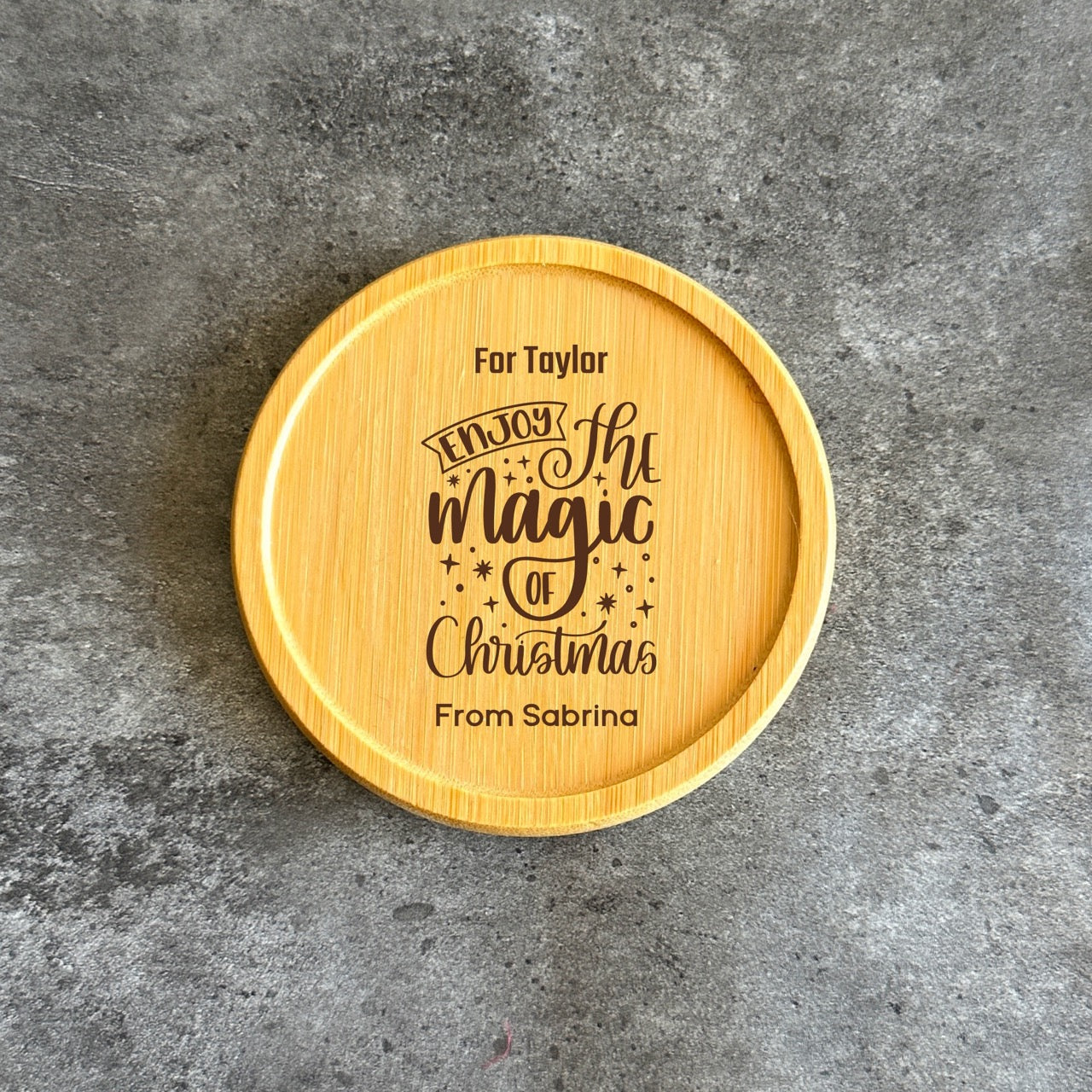 Eco-friendly bamboo coaster for holiday season
