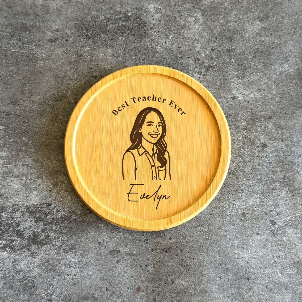 Custom wooden portrait coaster for teachers