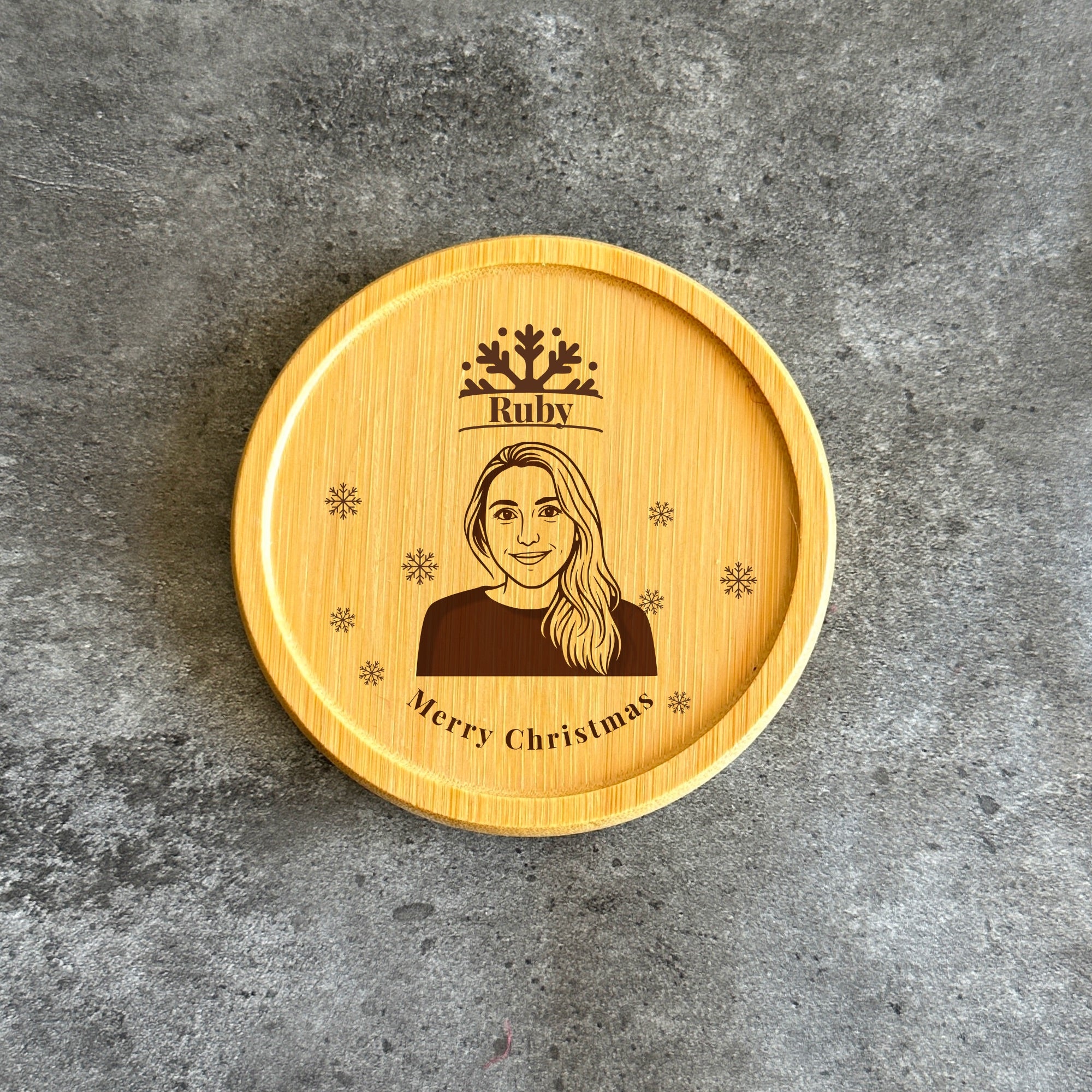 Holiday gift for friend with custom portrait and festive design