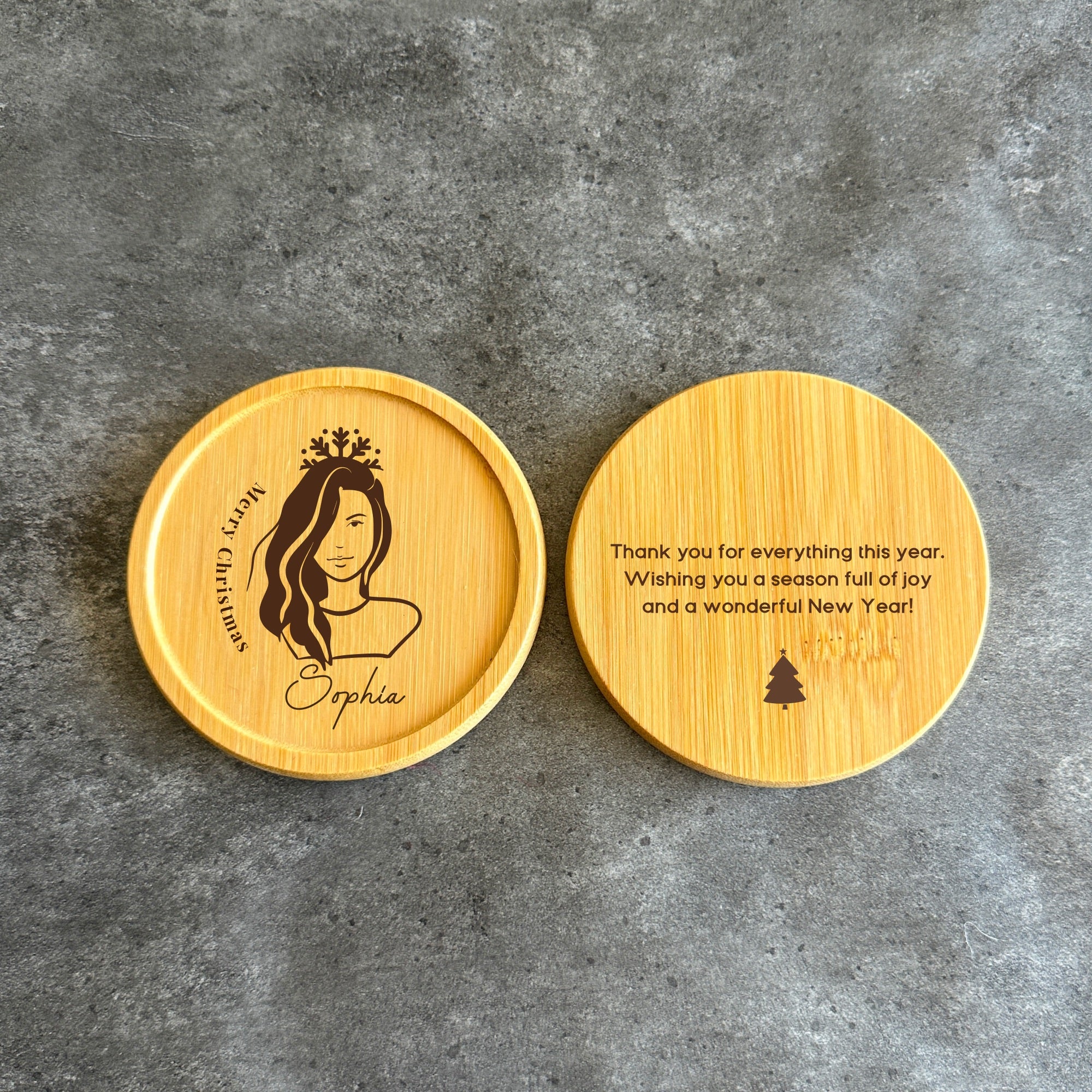 Merry Christmas personalised coaster for her