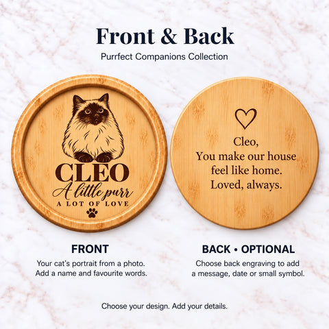 Personalised Cat Portrait Wooden Coaster