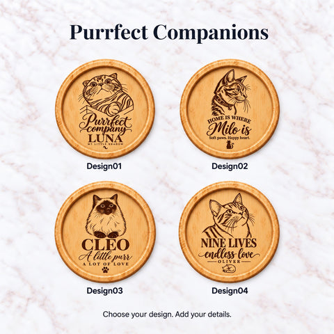 Personalised Cat Portrait Wooden Coaster