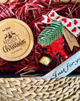 Handcrafted Christmas Wooden Coaster in a Festive Gift Box