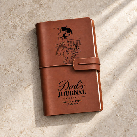 Personalised Dad Journal – Refillable Leather Notebook, Father’s Day & Birthday Gift