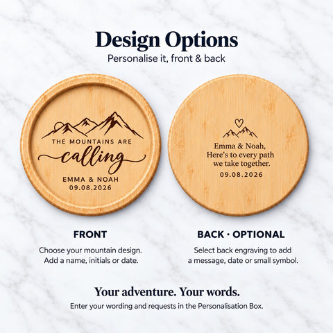 Personalised Mountain Wooden Coaster