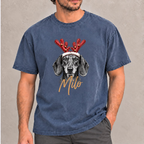 Dog Lover Christmas T-Shirt – Custom Pet Photo & Name