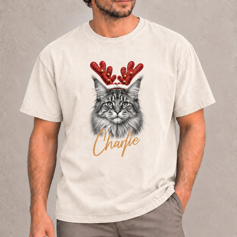 Dog Lover Christmas T-Shirt – Custom Pet Photo & Name
