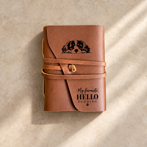 Personalised Dog Portrait Leather Wrap Journal