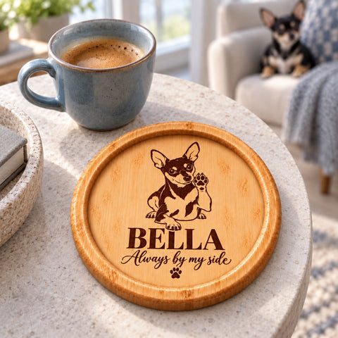 Personalised Dog Portrait Wooden Coaster