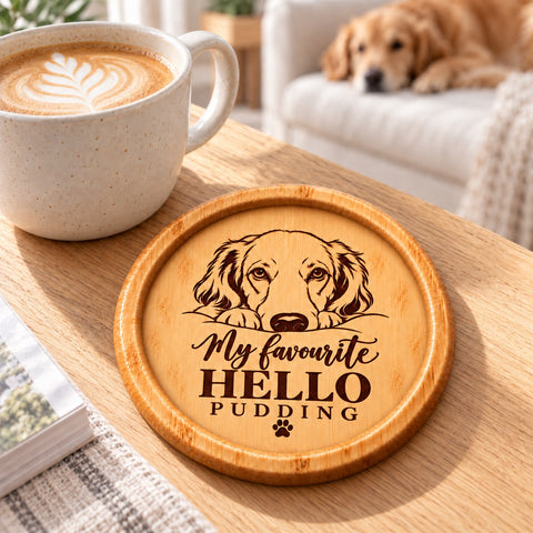 Personalised Dog Portrait Wooden Coaster