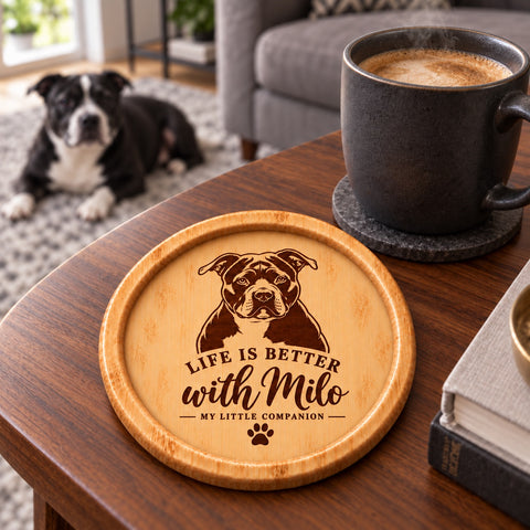 Personalised Dog Portrait Wooden Coaster