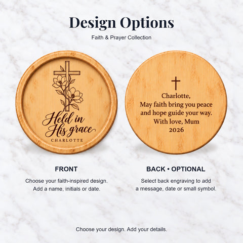 Personalised Christian Wooden Coaster – Faith & Prayer