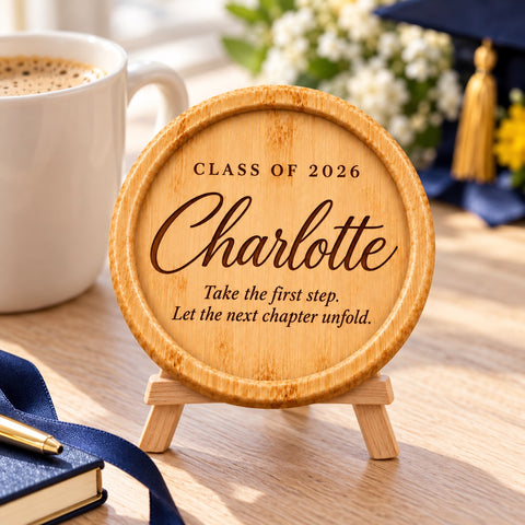 Personalised Graduation Wooden Coaster – New Beginnings