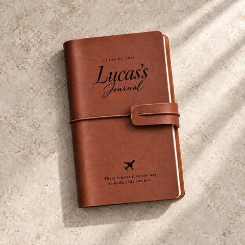Personalised Refillable Leather Travel Journal – Name & Quote