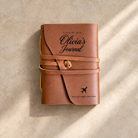 Personalised Leather Wrap Travel Journal – Name & Quote