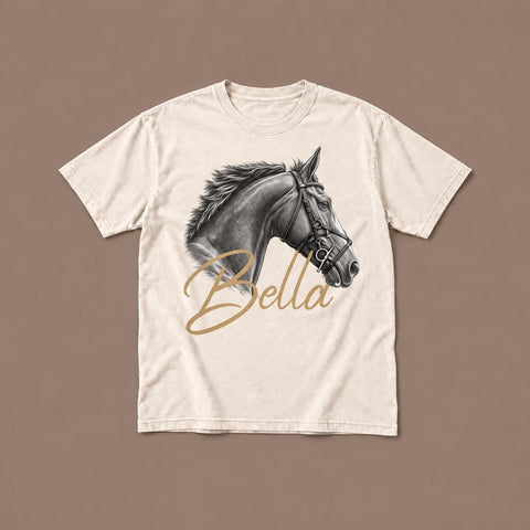 Custom Horse T-Shirt – Your Horse’s Photo & Name