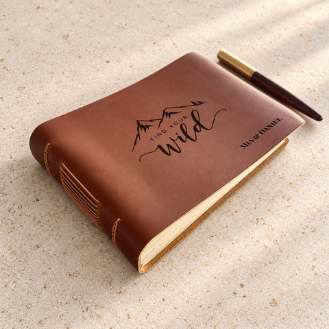 Personalised Mountain Landscape Leather Notebook