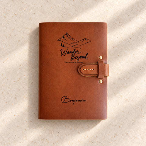 Personalised Mountain Thick Leather Journal – 400 Pages