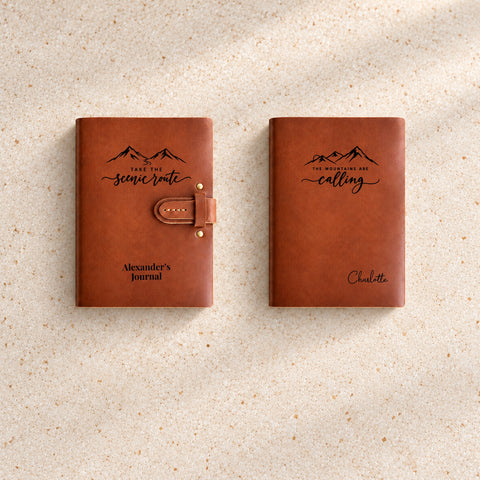 Personalised Mountain Thick Leather Journal – 400 Pages