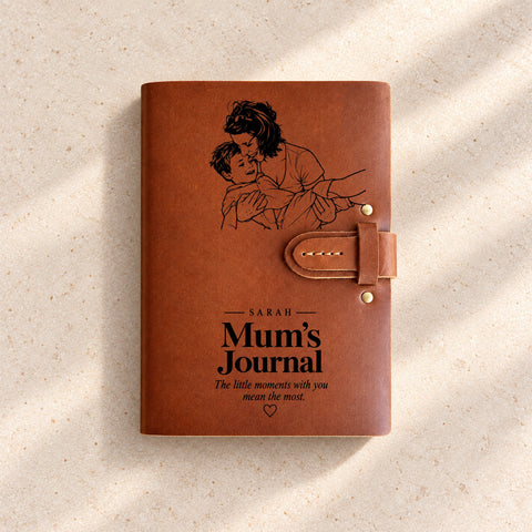 Personalised Thick Leather Memory Journal for Mum
