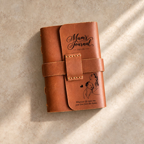 Personalised Leather Strap Closure Journal for Mum