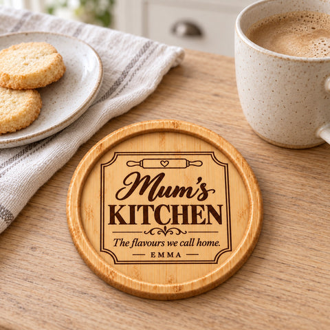 Personalised Wooden Coaster for Mum – Mum’s Kitchen