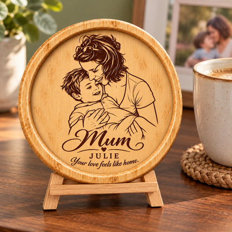 Personalised Wooden Coaster for Mum – Name & Message