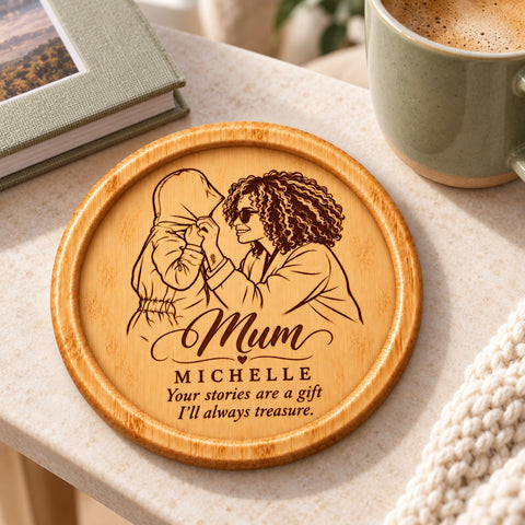 Personalised Wooden Coaster for Mum – Name & Message