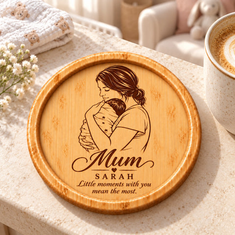 Personalised Wooden Coaster for Mum – Name & Message